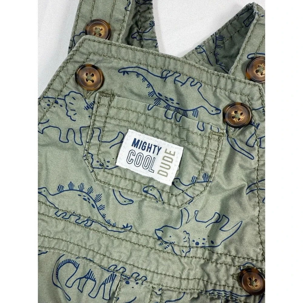 JUST ONE YOU Made‎ By Carters Newborn Dinosaur Print Short Overalls Size NB